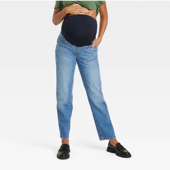 Isabel Maternity Ingrid & Isabel med Wash over belly 90s straight maternity jean - Picture 1 of 8